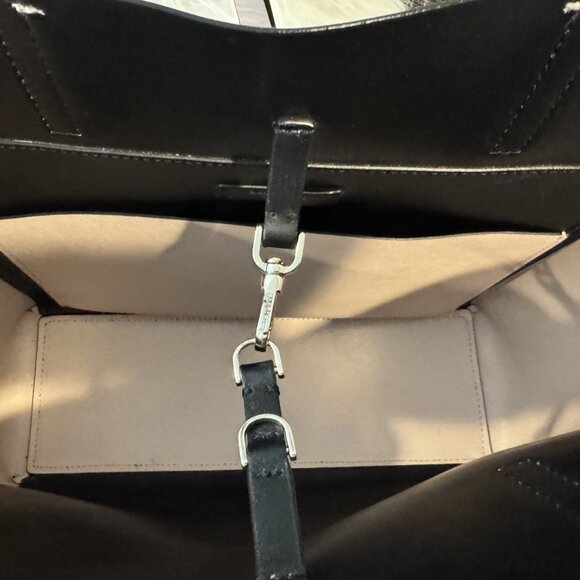 KATE SPADE Magnolia Street Black Pink Blush Double Pocket Tote Bag Key Ring - Picture 6 of 10